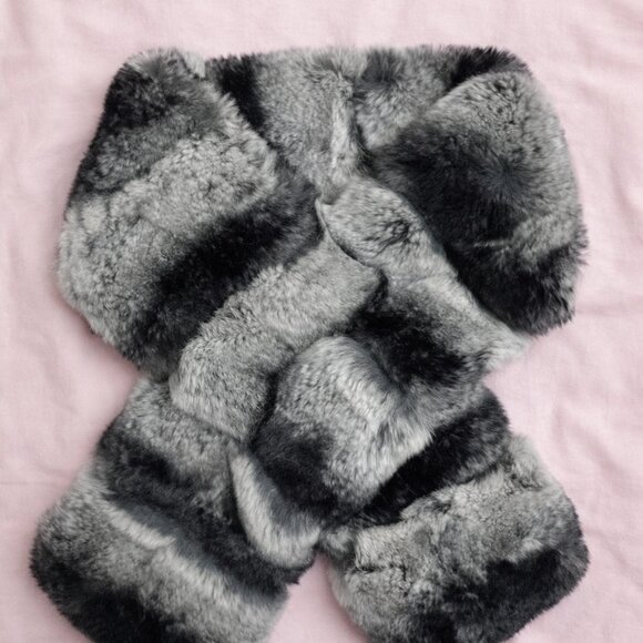 Chinchilla Rex In Women 100% Genuine Rex Rabbit Chinchilla Fur Scarf - Brand New